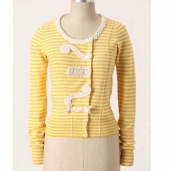 ANTHROPOLOGIE Sparrow Loose Lines Yellow Sweater M - Picture 1 of 8